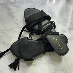 Black lace up sandals
